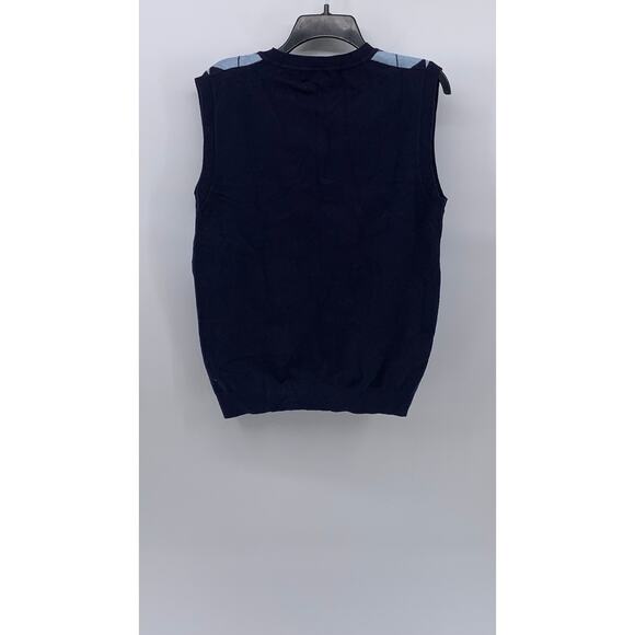 SHEIN Women's Blue Argyle Print V-Neck Knit Oversized Pullover Sweater Vest SZ S - Picture 2 of 10